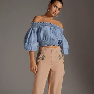 NWT Anthropologie Porridge Ruby Off-The-Shoulder Pullover